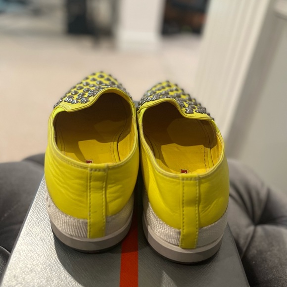 Prada Neon Yellow Studded Spikes Ladies Shoes Loafers size 38 8 - Picture 3 of 6